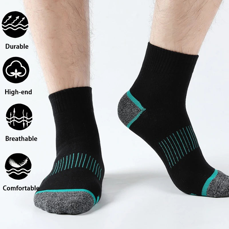5Pairs High Quality  Men's Socks Casual Breathable Run Sports Socks  Male Cotton Socks Black Fashion Socks Men Large size38-45