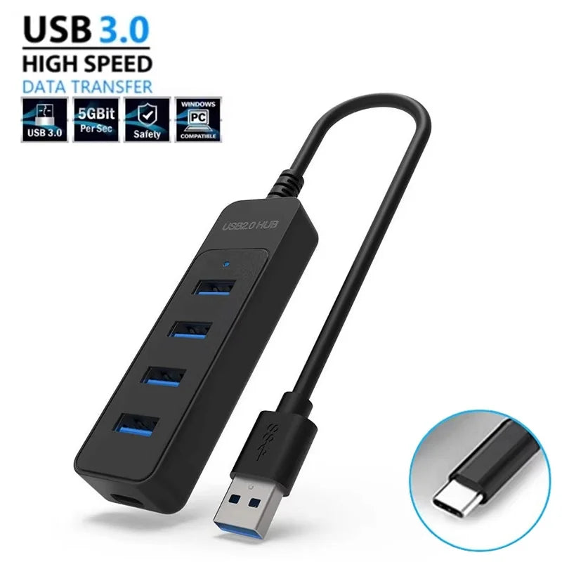 4 Ports USB 3.0 HUB High Speed Transmission USB 3.0 Splitter Adapter Multifunctional Type C USB 2.0 Expander For Laptop Computer
