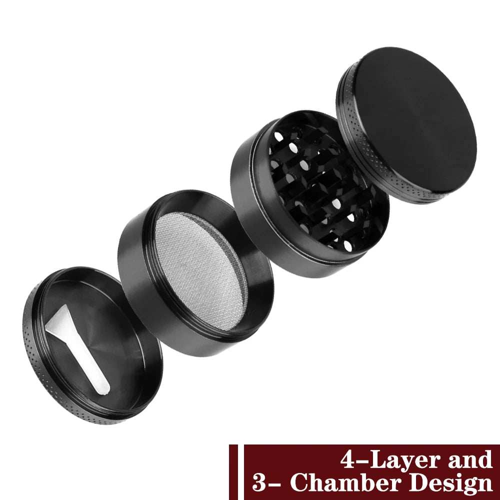 Spice Cutter Portable Aluminum Alloy Latest Lightning-Shaped Smoking Herb Cutter Hand Tools 40MM 50MM 4-Layer Tobacco Grinder