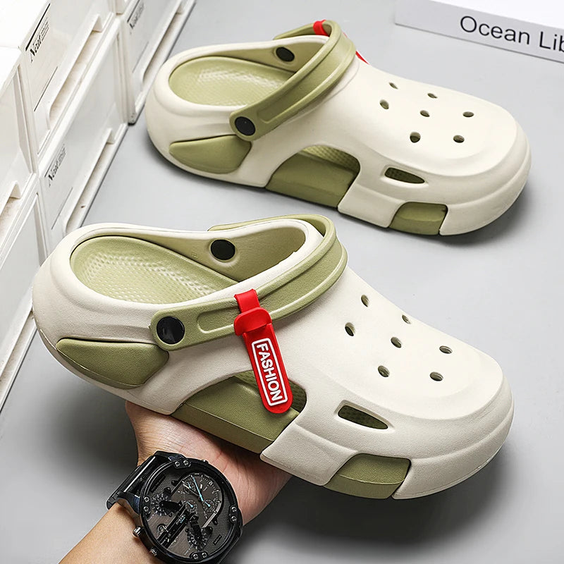 Men's Sandals, Summer Casual Beach Shoes, Lightweight Non-Slip Thick-Soled Toe-Cap Sandals