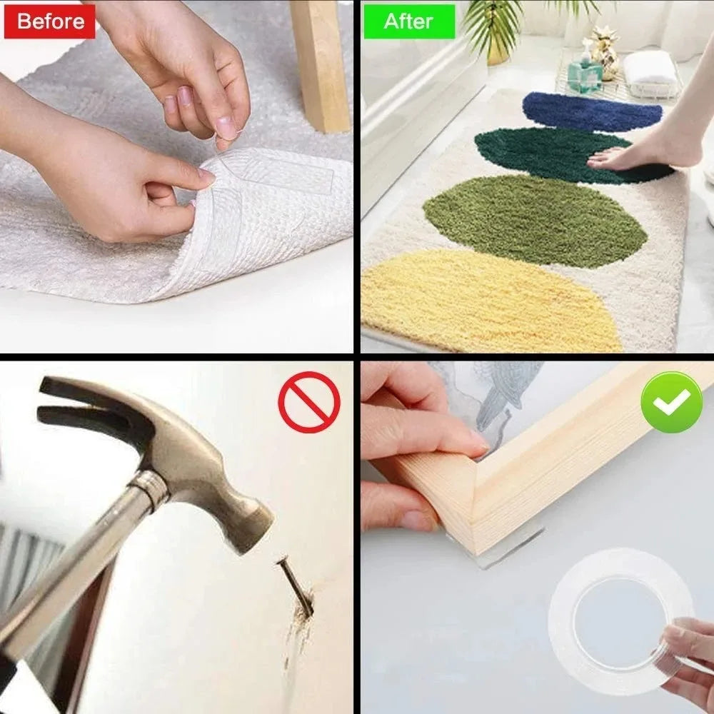 3M Nano Tape Double Sided Tape Transparent Reusable Waterproof Adhesive Tapes Cleanable Kitchen Bathroom Supplies Tapes
