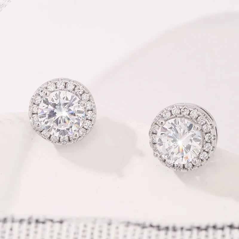 Delicate Small Round Stud Earrings Women with Shiny Cubic Zirconia Simple Versatile for Teens Fashion Jewelry
