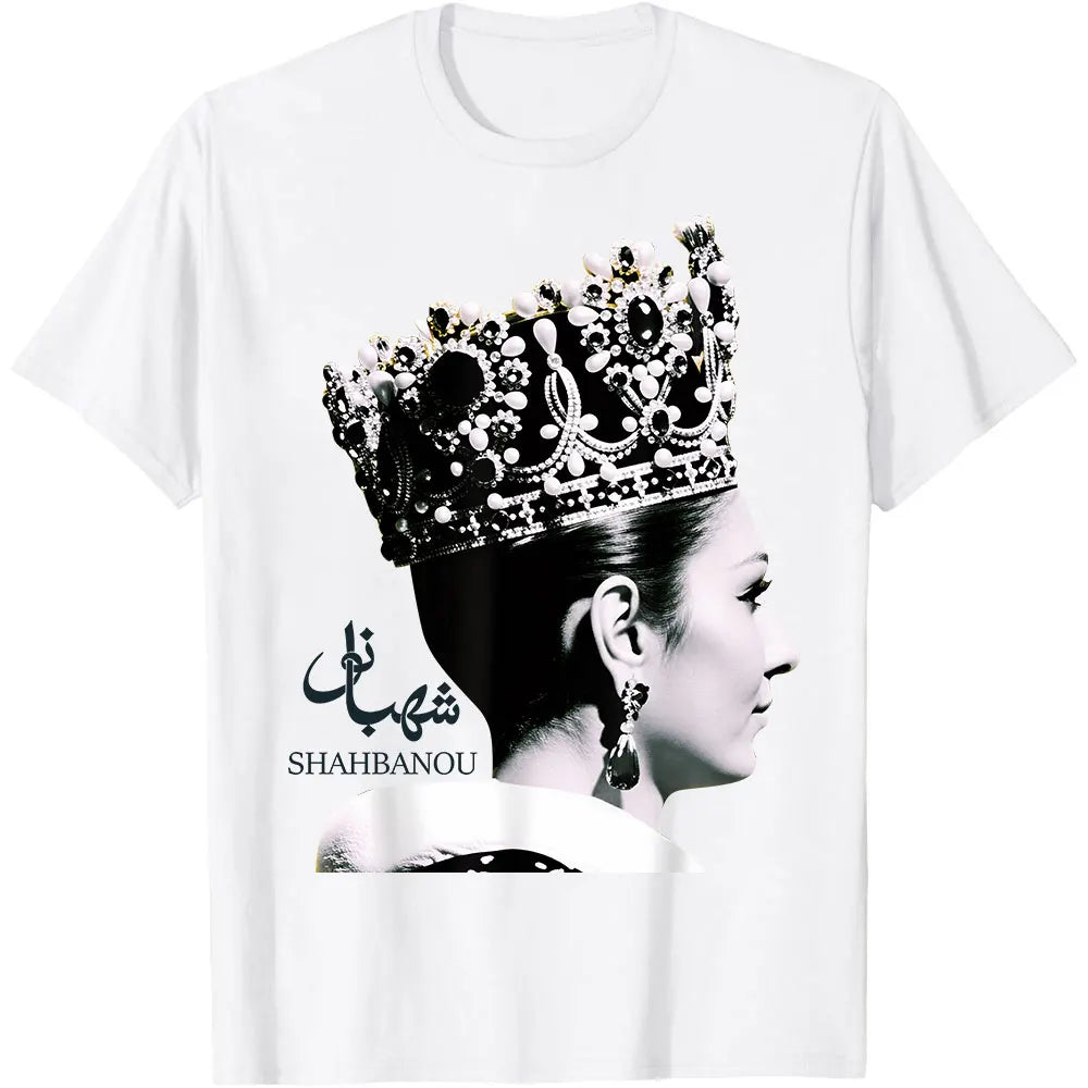 Shahbanou Farrah Pahlavi T-Shirt Retro Iranian Empress Persia Graphic Tee Casual Top for Men Women Heritage Wear Tshirt